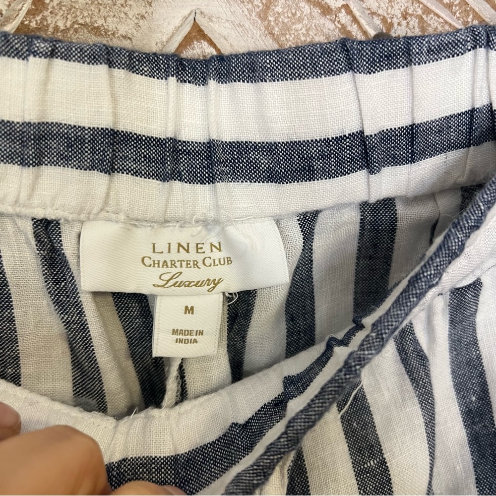 Lot of 3 Linen Drawstring Pants Sz M-L Caslon, Loft, Charter Club - Picture 6 of 10